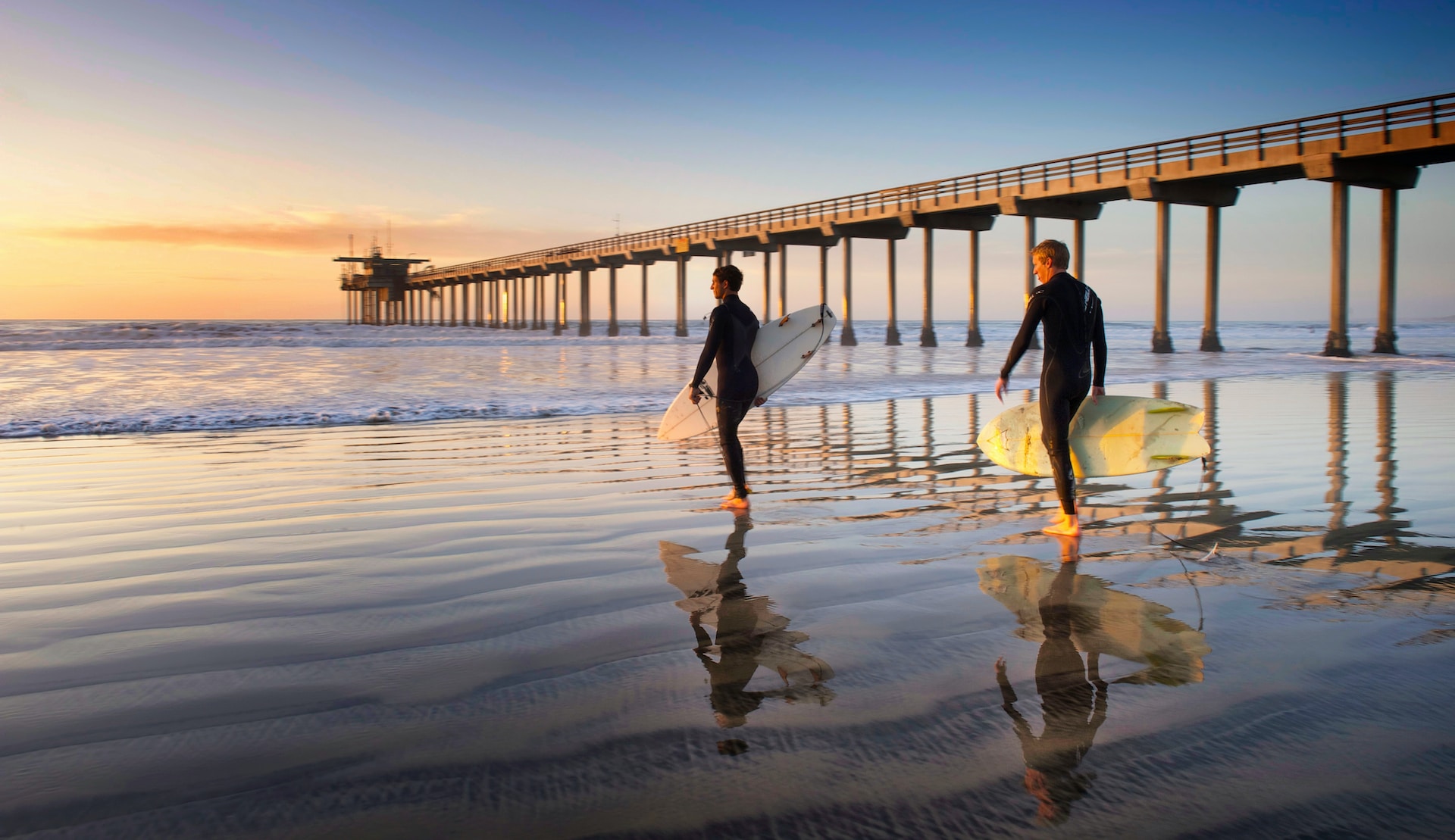 San Diego beach surfers